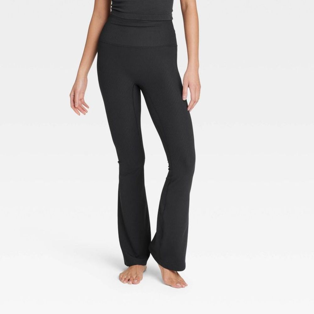 Women's Rib Flare Leggings - All in Motion Black XXL